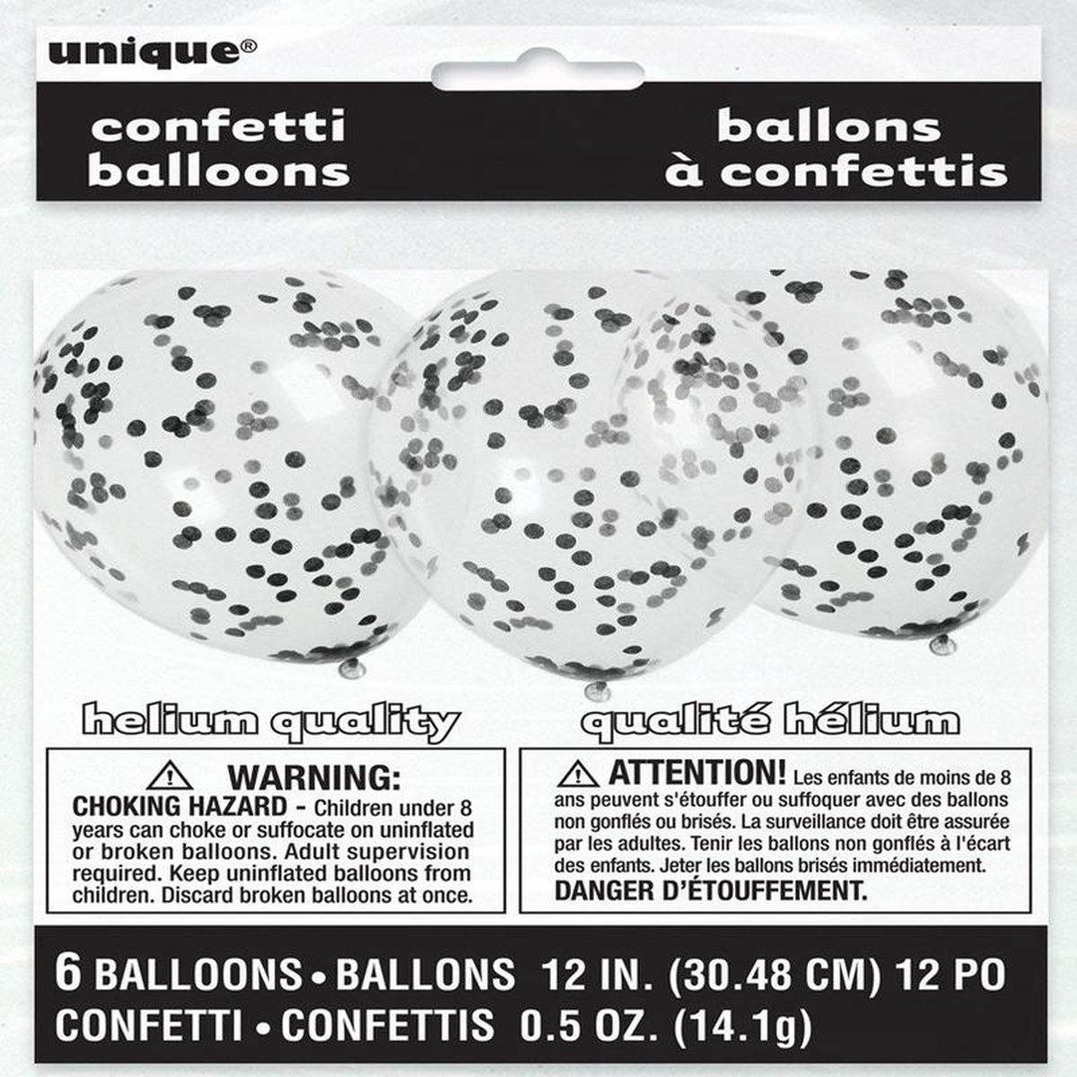 Confetti Balloon 12in 6ct 8211 Black