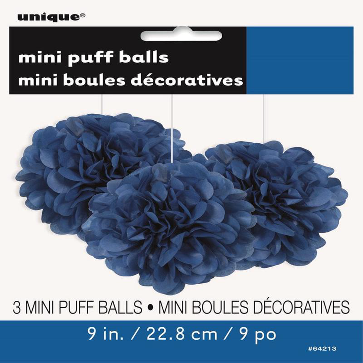 Royal Blue Mini Puff Tissue Decorations 3ct