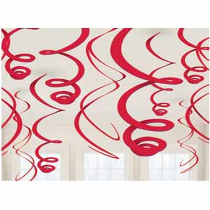 Swirl Decoration Apple Red 12ct
