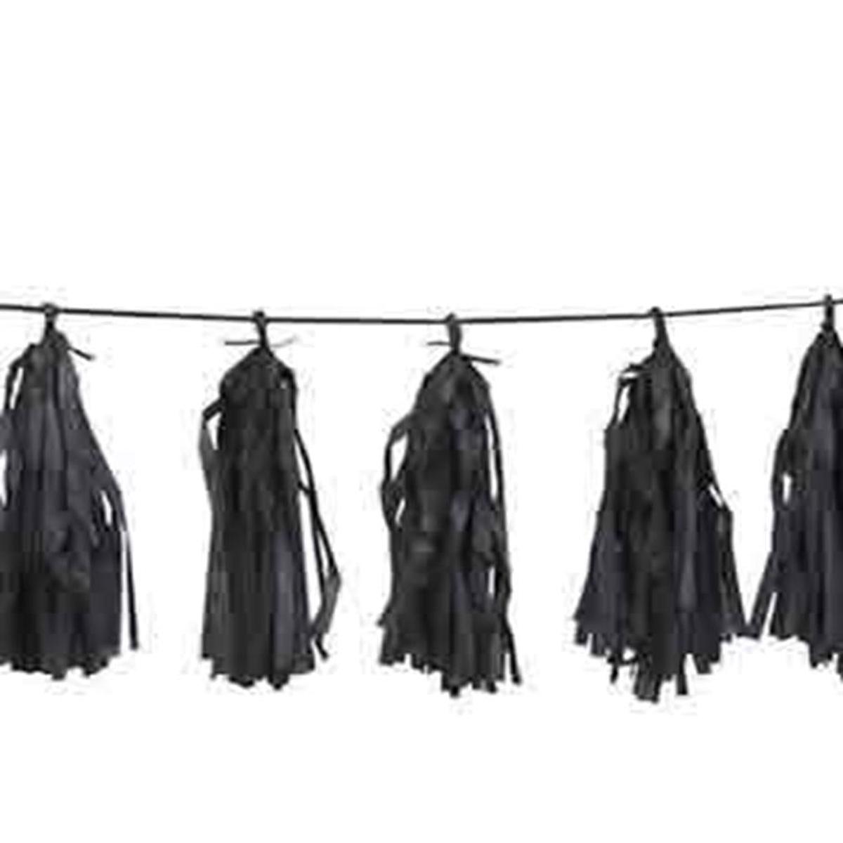 Tissue Tassel Garland 9ft – Black