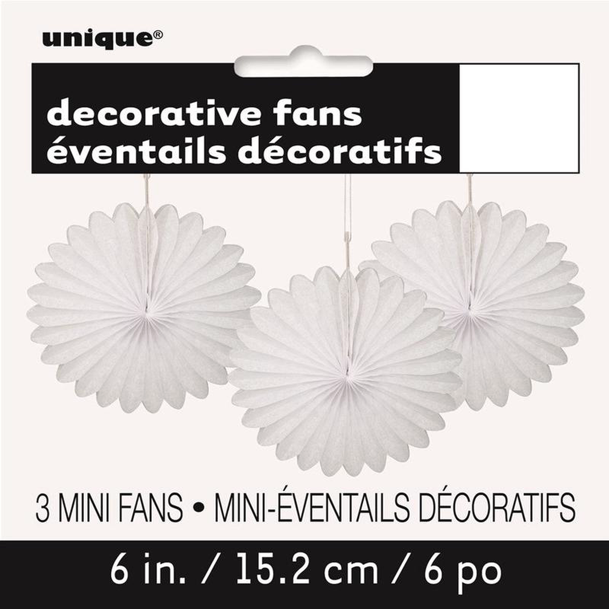White Solid 68221 Tissue Paper Fans 3ct