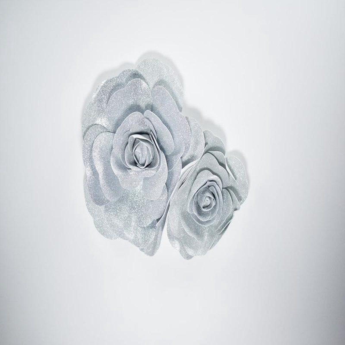 12in and 16in Decorative Metallic Wall Flowers-2pcSet 8211 Silver