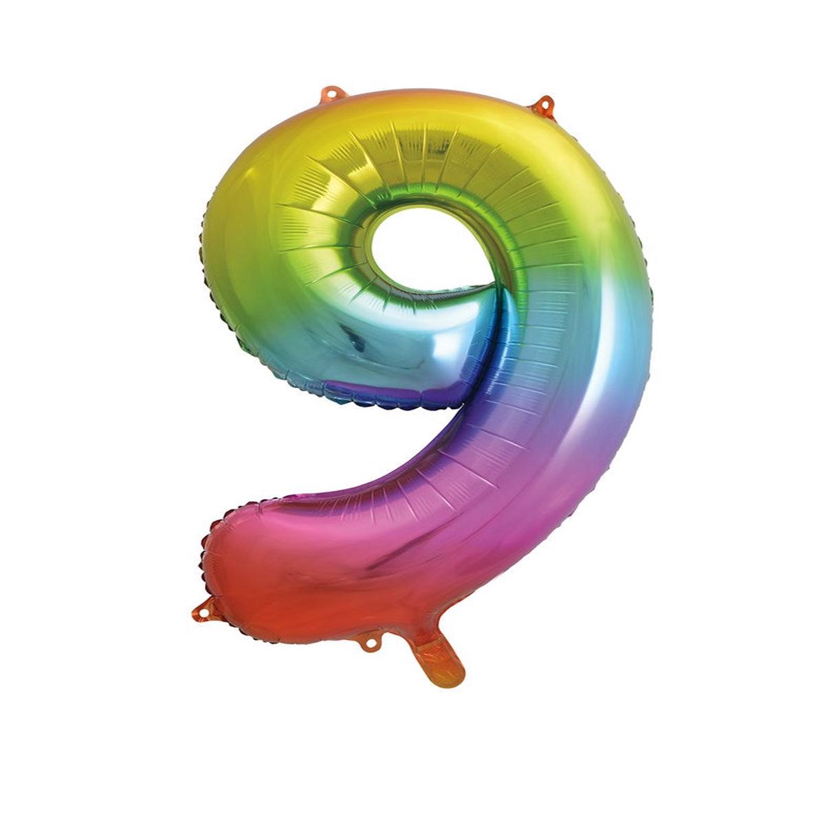 Jumbo Foil Number Balloon 34 inch Rainbow 9
