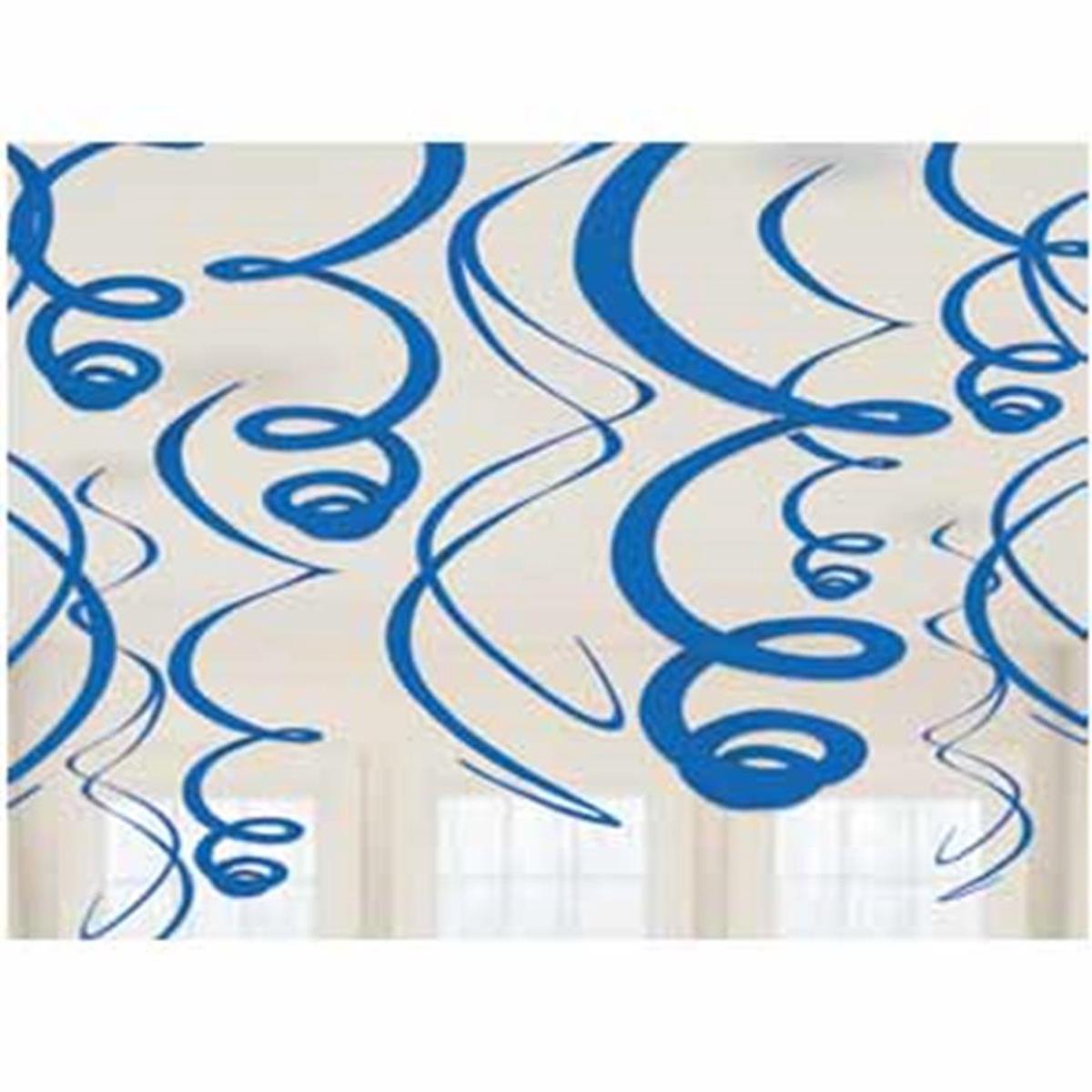 Plastic Swirl Decorations Bright Royal Blue 12ct