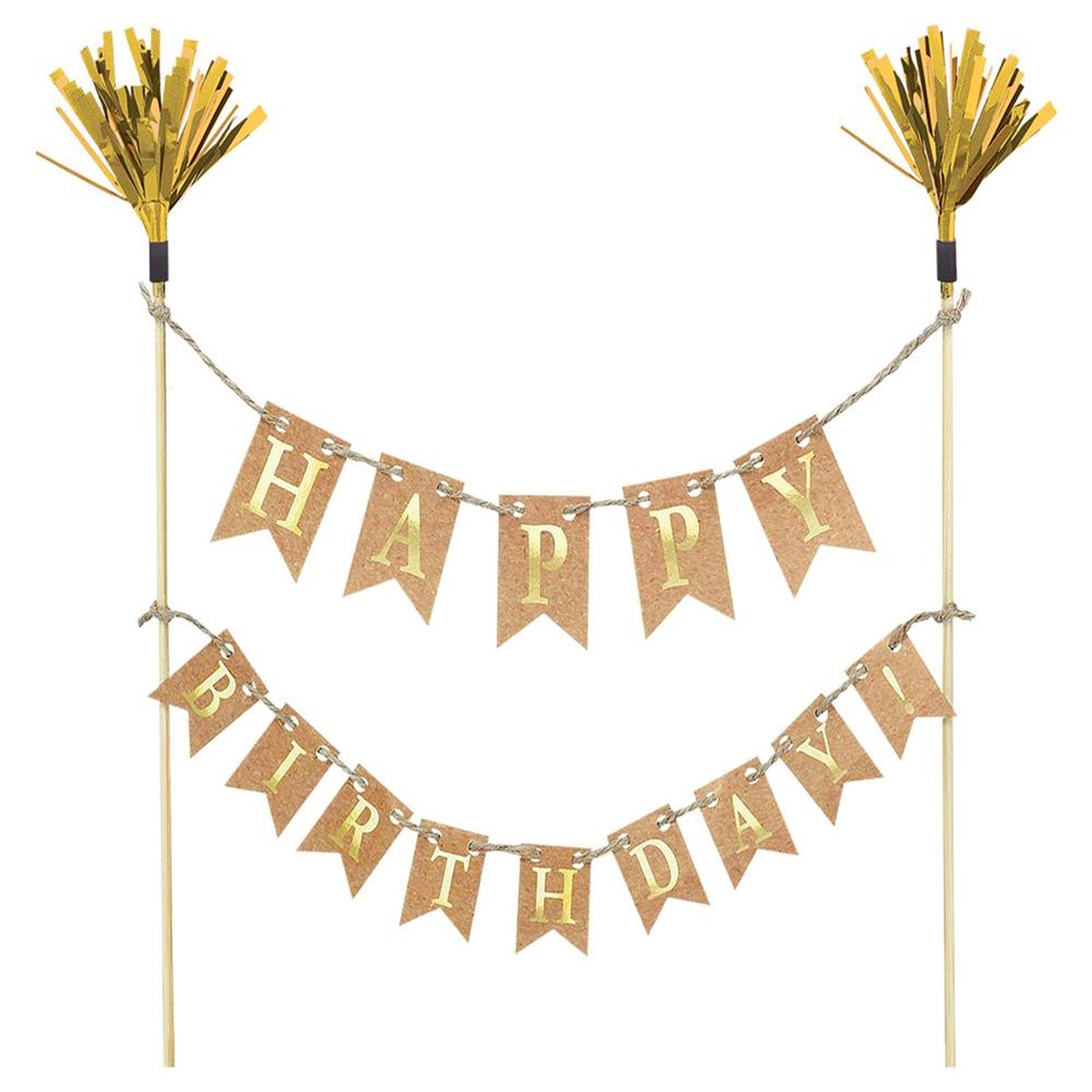 Happy Birthday Cake Pick Gold 1ct