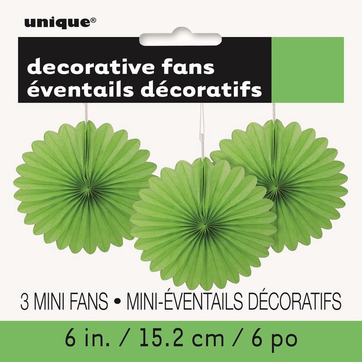 Lime Green Solid 68221 Tissue Paper Fans 3ct