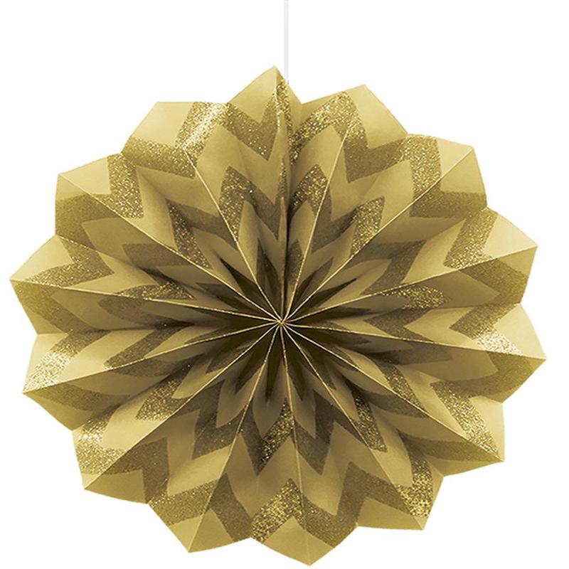 Paper Glitter Fan 4ct – Gold