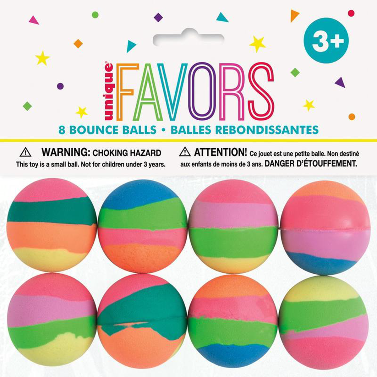 Pastel Stripe Bounce Balls 35mm 8ct