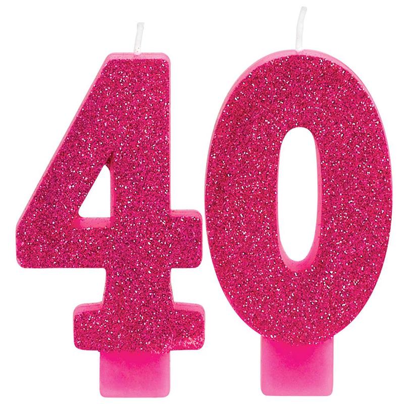 Pink-Gold 40 Numeral Candle 2ct