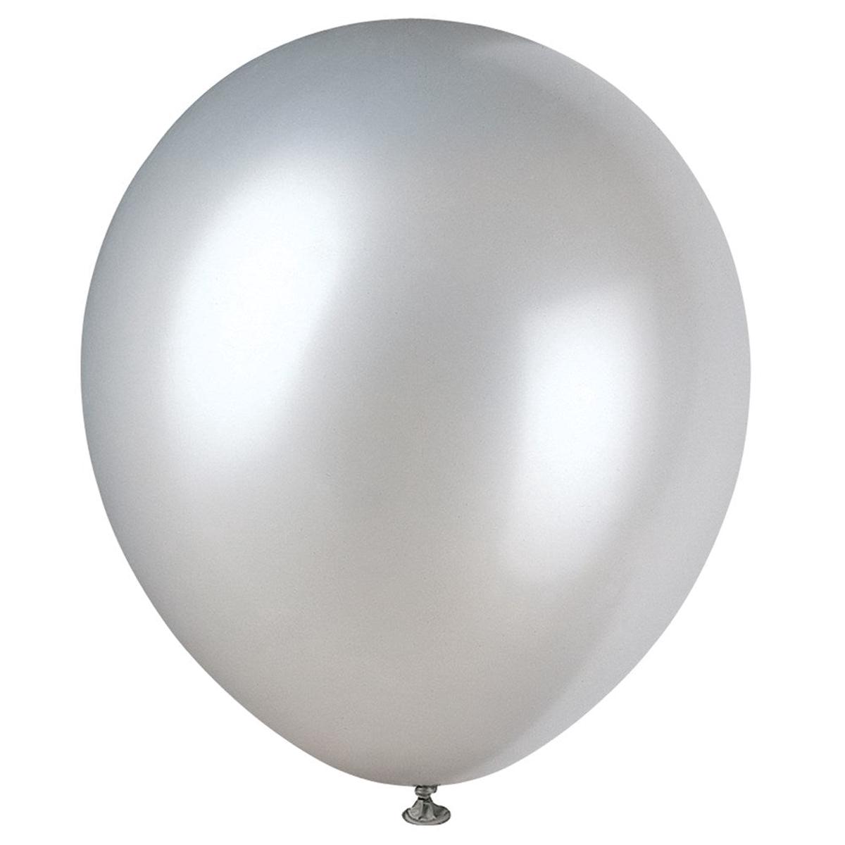 12″ Silver Latex Balloons, 8ct