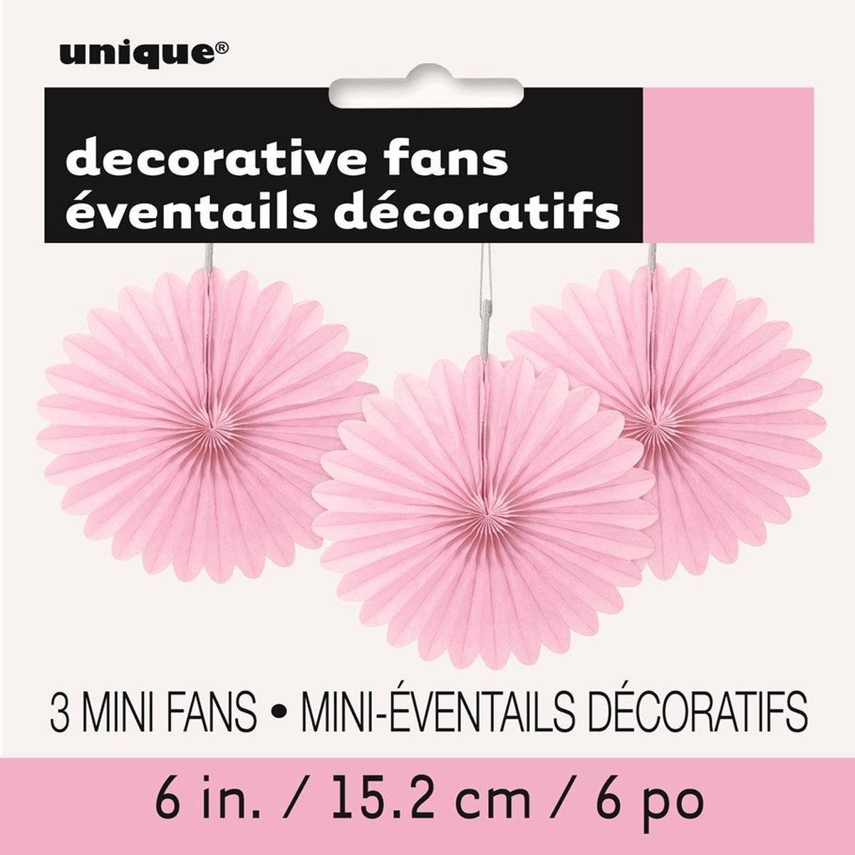 Lovely Pink Solid 6  Tissue Paper Fans, 3ct
