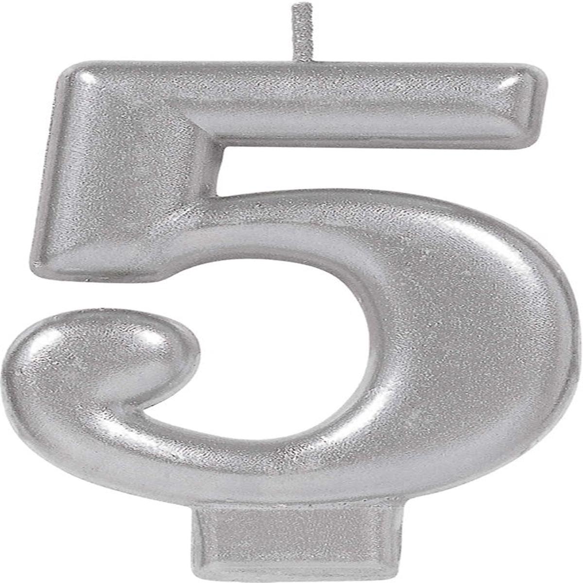 Numeral  5 Candle Silver 1ct