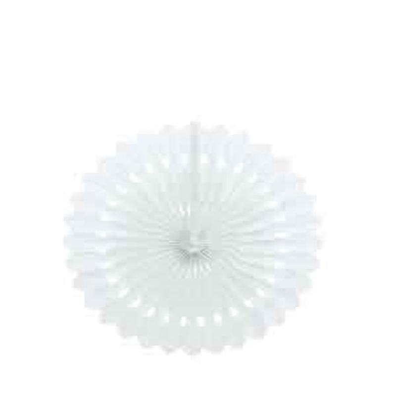 White Solid 16" Tissue Paper Fan