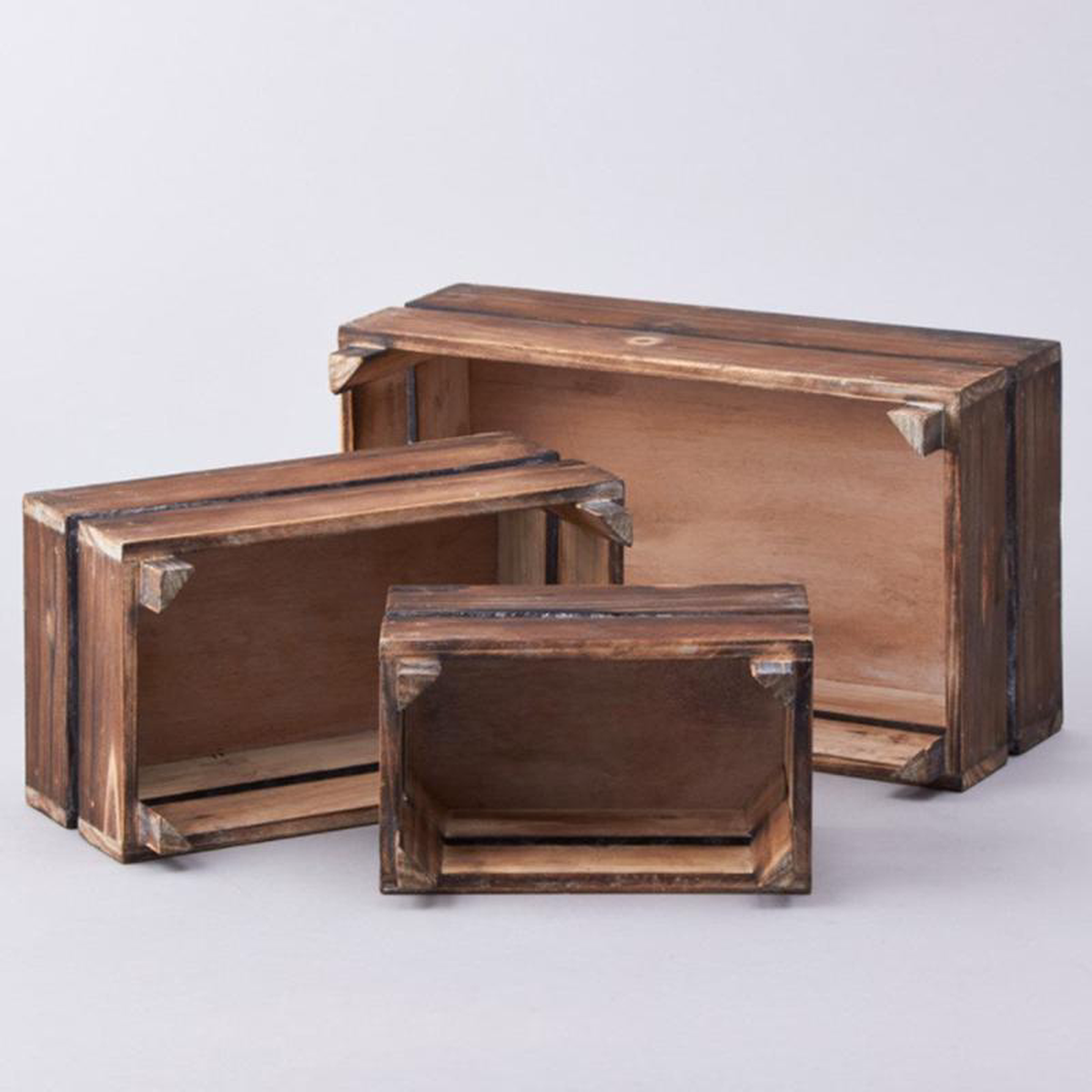 Wooden Crates 3pc set 8211 Brown