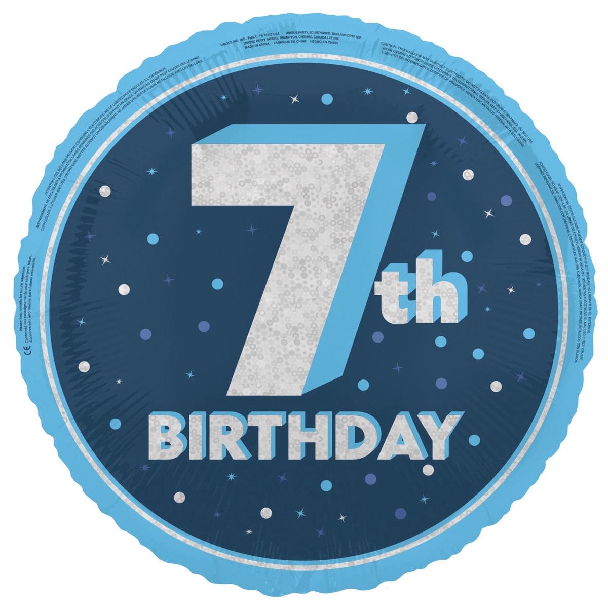 Glitz Blue 7th Birthday 45cm Foil Prismatic Balloon