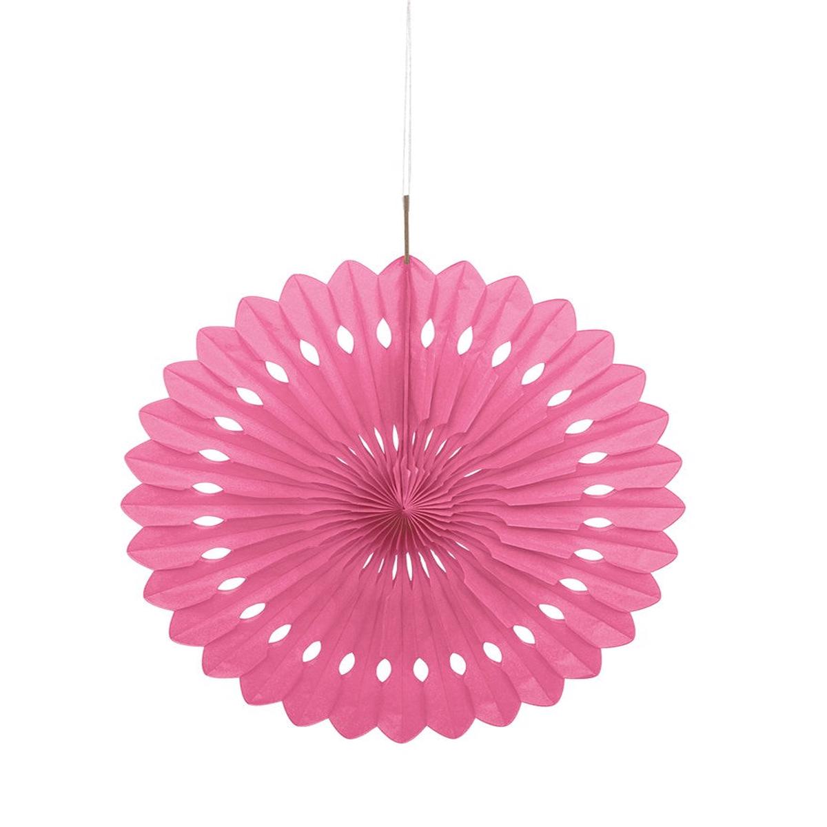 Hot Pink Solid 16  Tissue Paper Fan