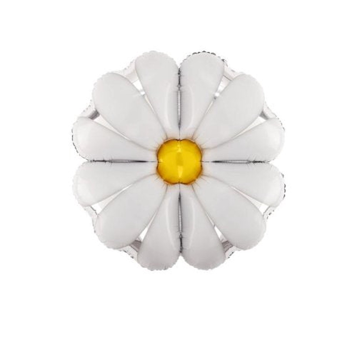 White Daisy with Yellow SuperShape Foil Balloon UNINFLATED