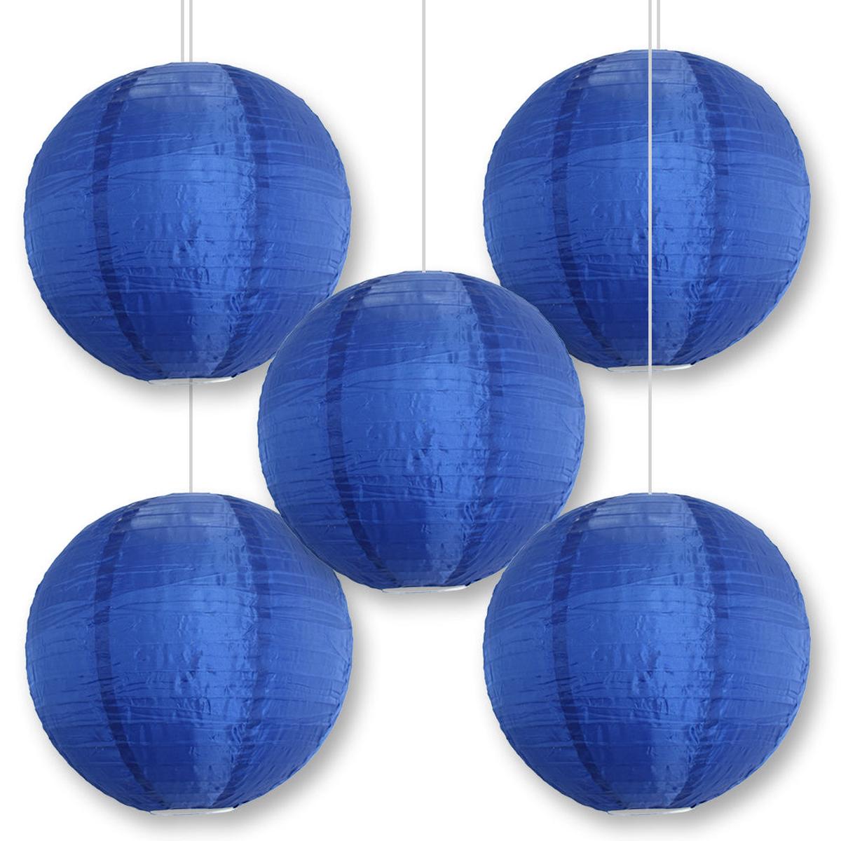 5-PACK 12" Navy Blue Shimmering Nylon Lantern, Even Ribbing, Durable, Hanging