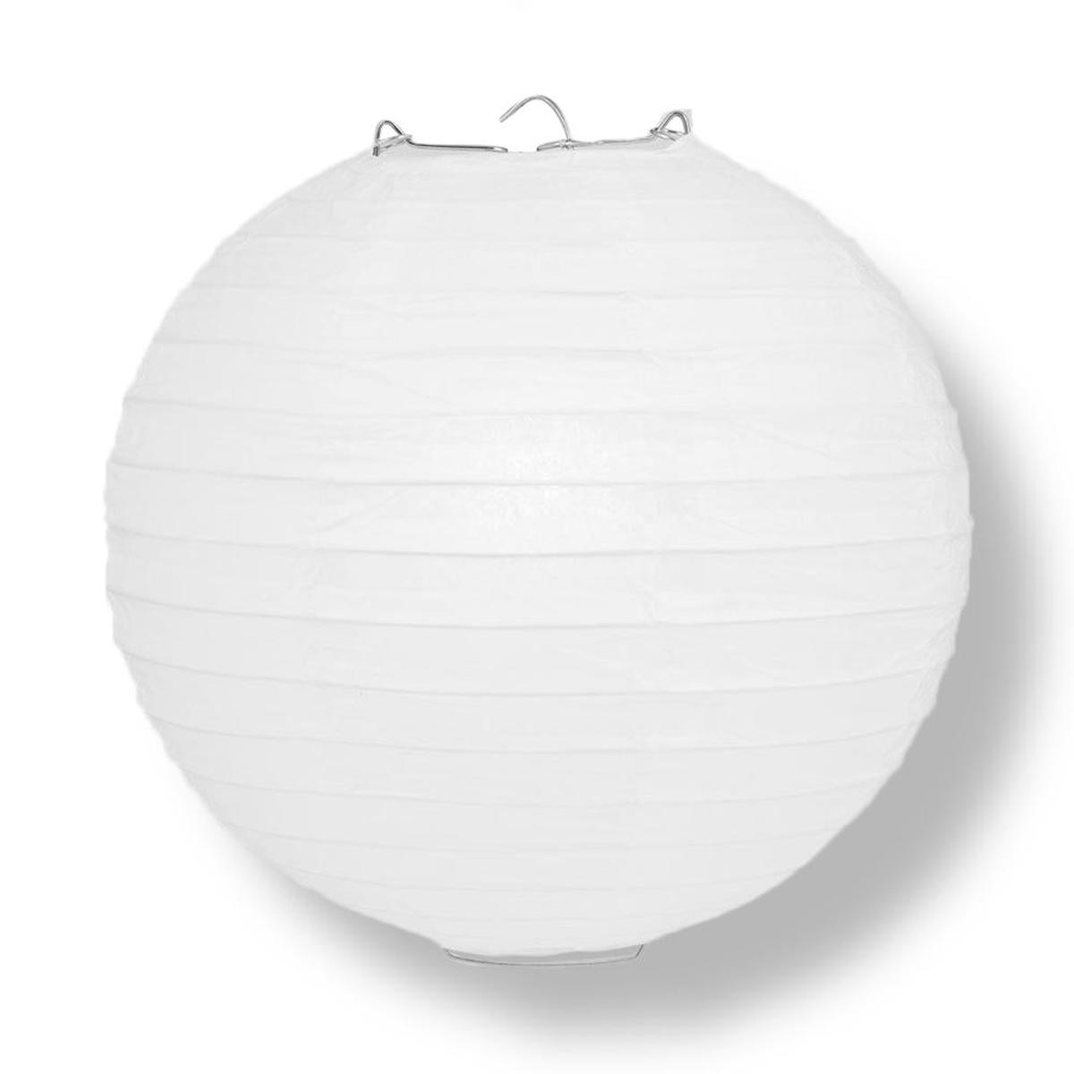 BULK PACK (8) 8" White Round Paper Lanterns, Even Ribbing, Hanging Decoration