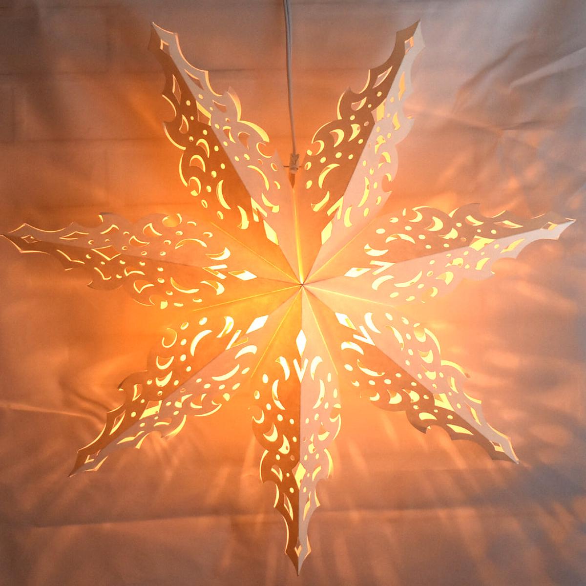 Pizzelle Paper Snowflake Lantern (32-Inch, White, North Star Snowflake Design) - Holiday and Snowflake Decorations, Weddings, Parties, and Home Decor