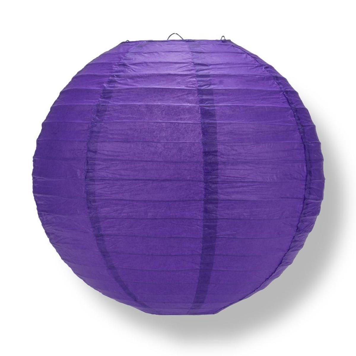 10 Inch Plum Purple Parallel Ribbing Round Paper Lantern
