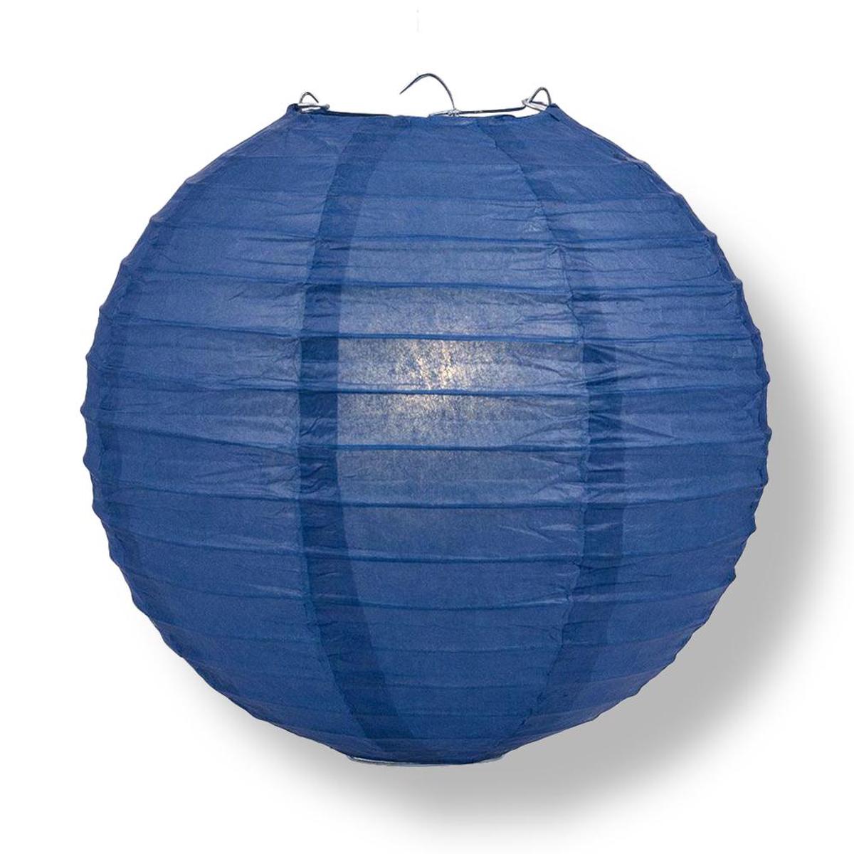 10" Navy Blue Round Paper Lantern, Even Ribbing, Chinese Hanging Wedding & Party Decoration