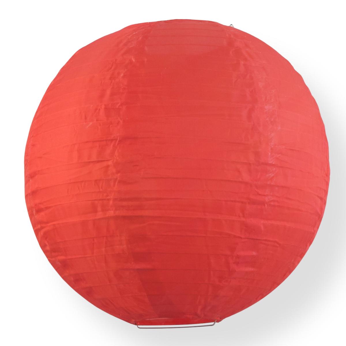 12 Inch Red Shimmering Nylon Lantern, Even Ribbing, Durable, Hanging