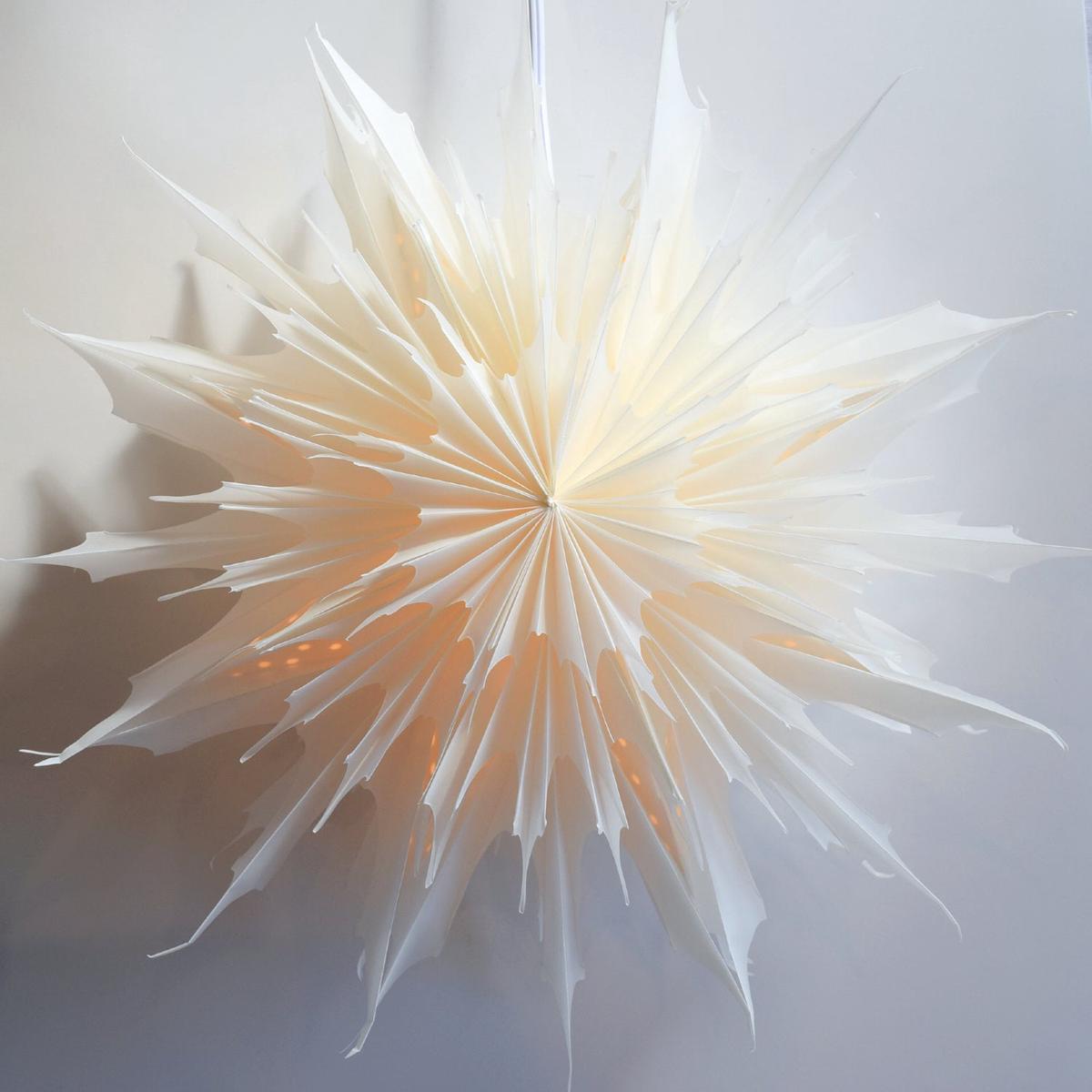 White Sleet Snowflake Lantern Pizzelle Design - Great With or Without Lights - Ideal for Holiday and Snowflake Decorations, Weddings, Parties, and Home Decor