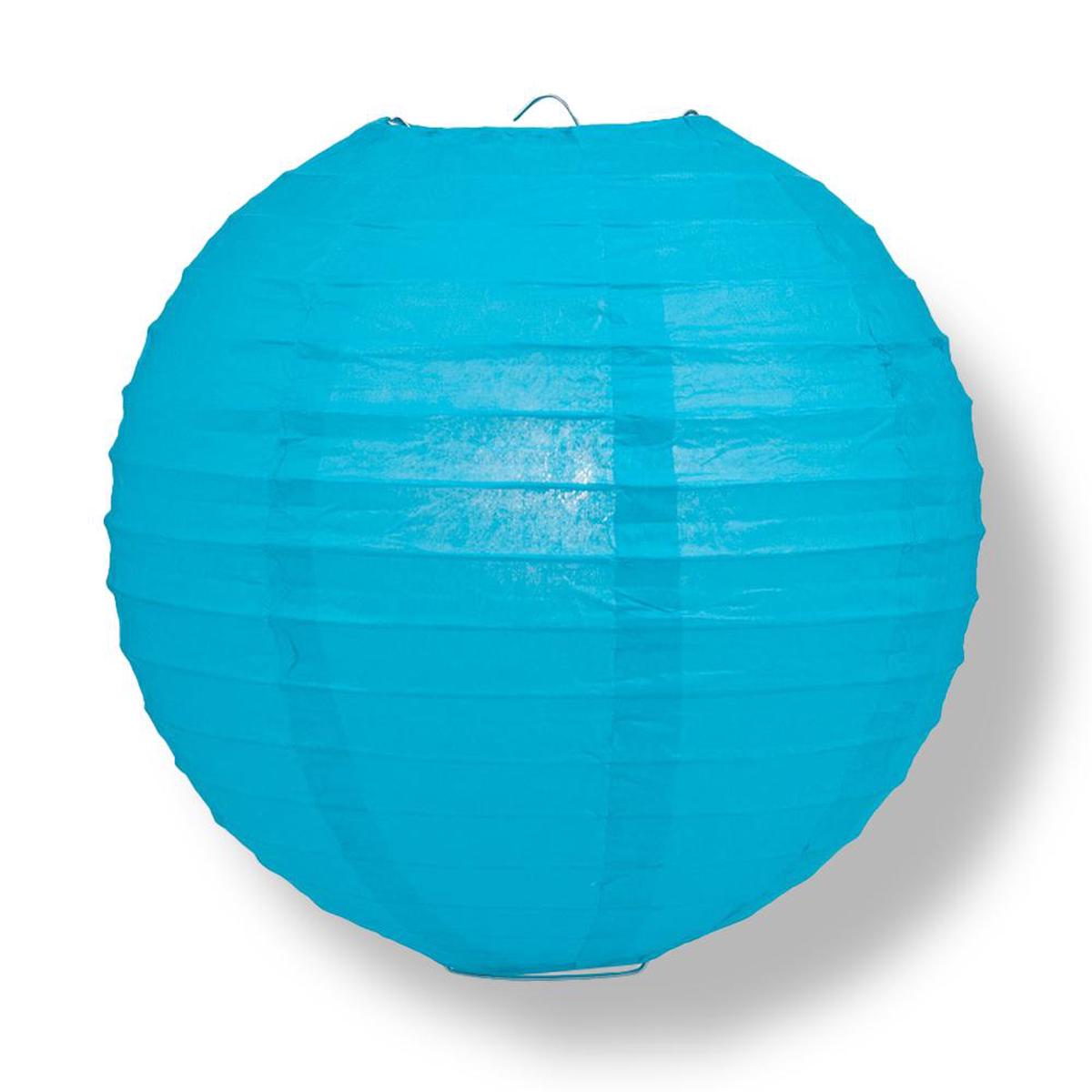 10" Turquoise Round Paper Lantern, Even Ribbing, Chinese Hanging Wedding & Party Decoration