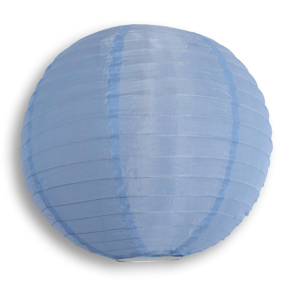 12 Inch Serenity Blue Shimmering Nylon Lantern, Parallel Ribbing, Durable, Hanging