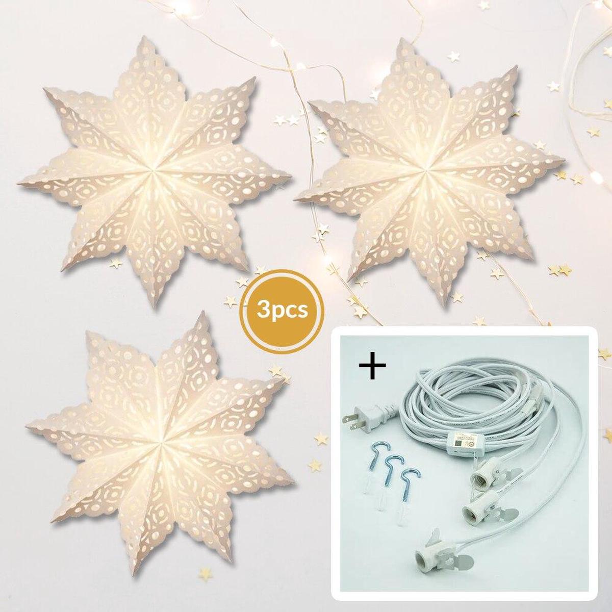 White Gelo Pizzelle Designer Paper Star Lanterns and Lighting