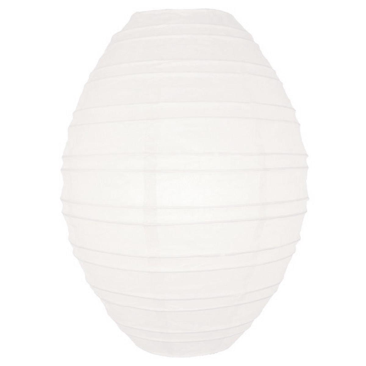 White Kawaii Unique Oval Egg Shaped Paper Lantern, 10-inch x 14-inch