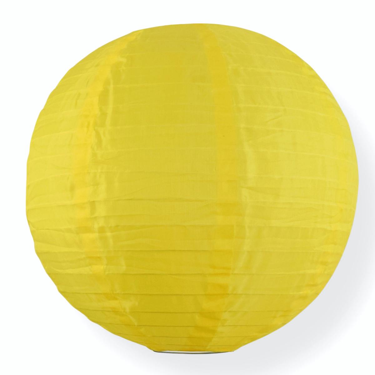 10" Yellow Shimmering Nylon Lantern, Even Ribbing, Durable, Hanging