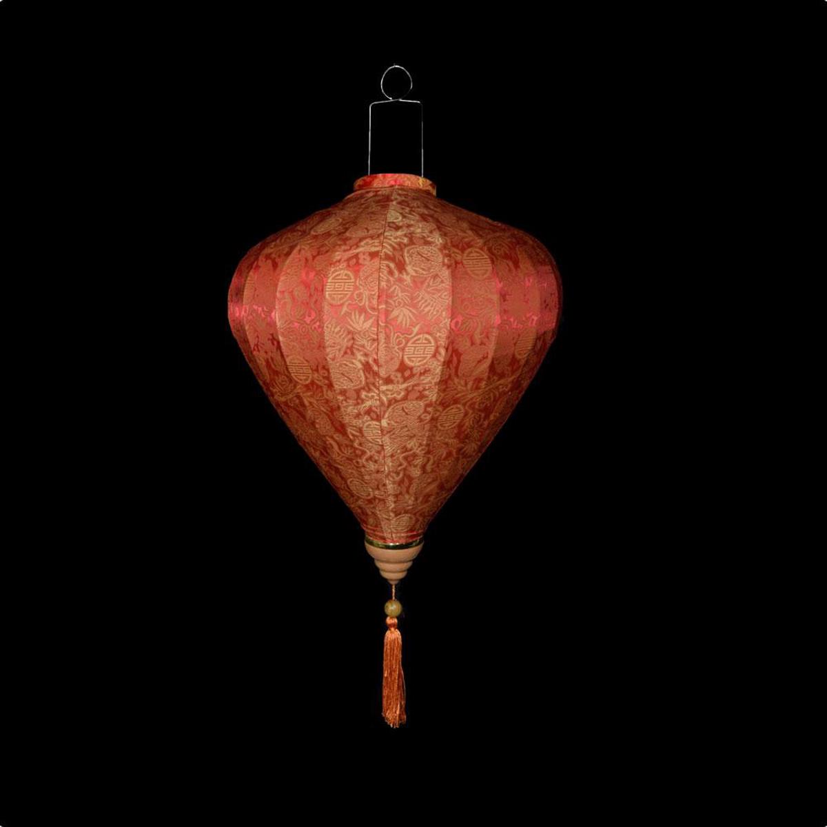 XXL Orange Vietnamese Silk Lantern, Garlic Umbrella Shaped