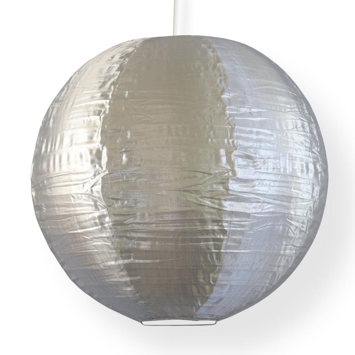 12 Inch Silver Shimmering Nylon Lantern, Even Ribbing, Durable, Hanging
