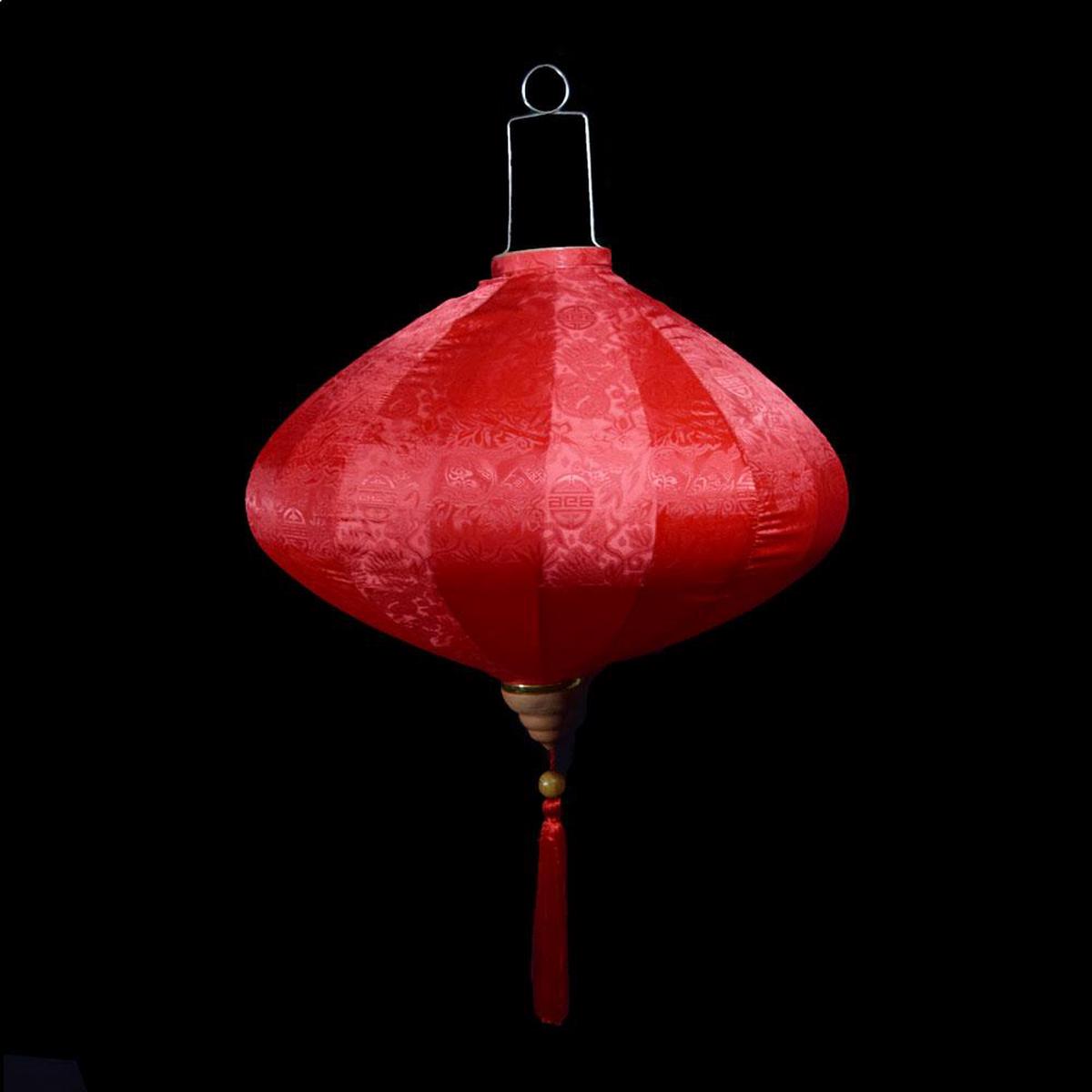 XXL Large Red Vietnamese Silk Lantern, Diamond Shaped