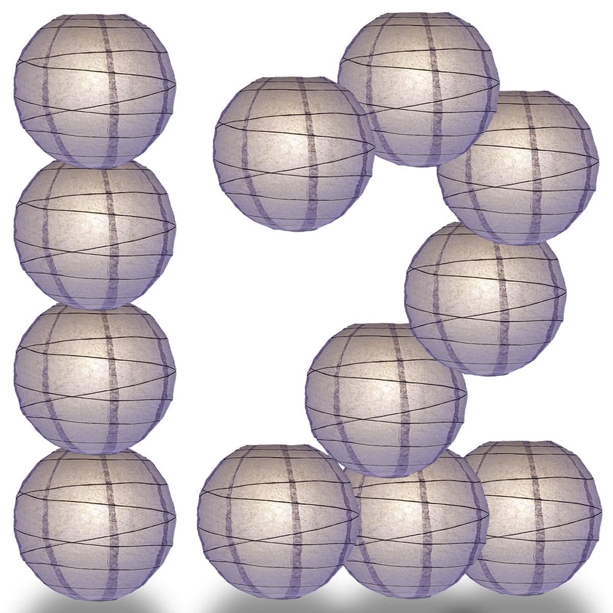 12 PACK |  Lavender Crisscross Ribbing, Hanging Paper Lantern Combo Set