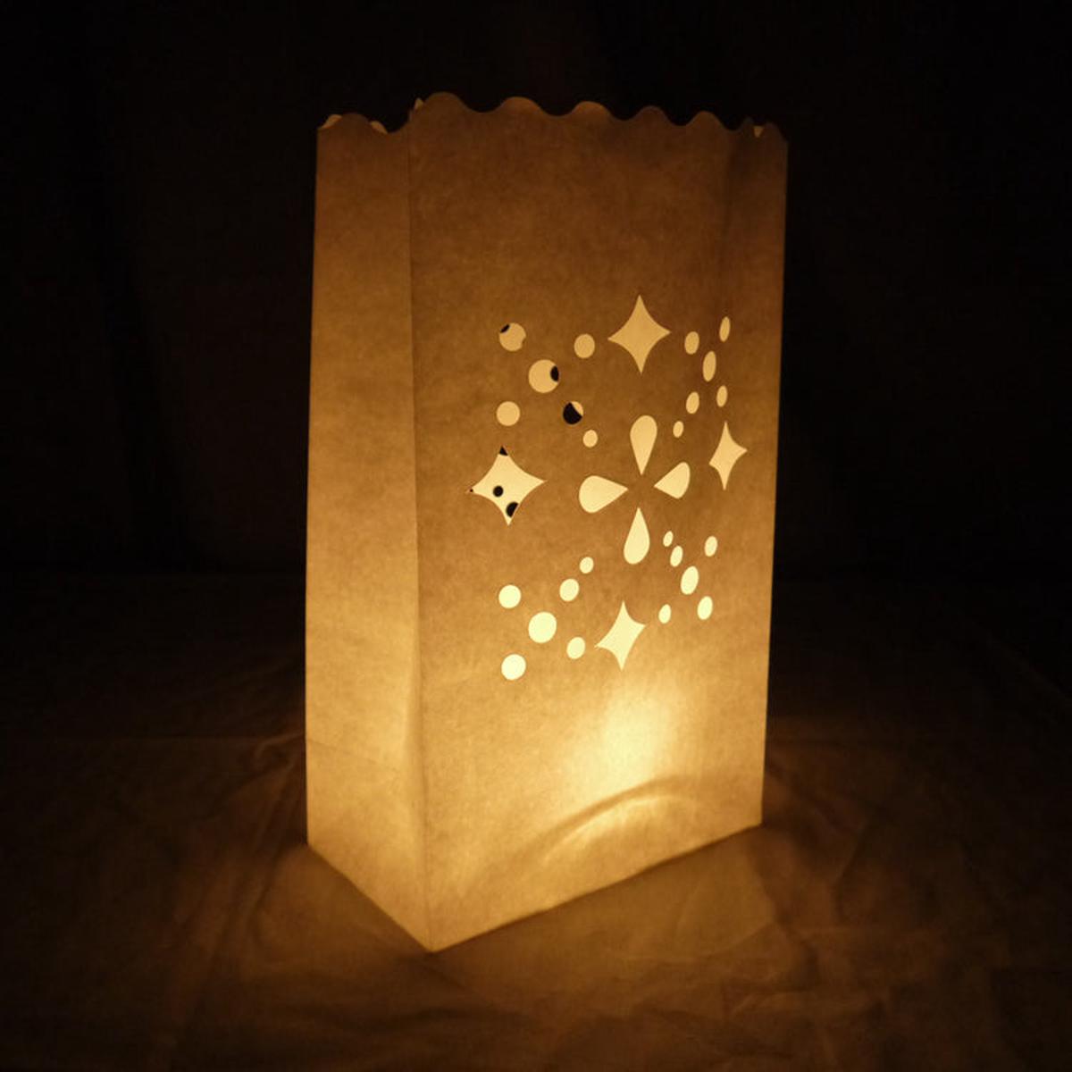 White Multiple Shapes Snowflake Paper Luminaries / Luminary Lantern Bags Path Lighting (10 PACK)