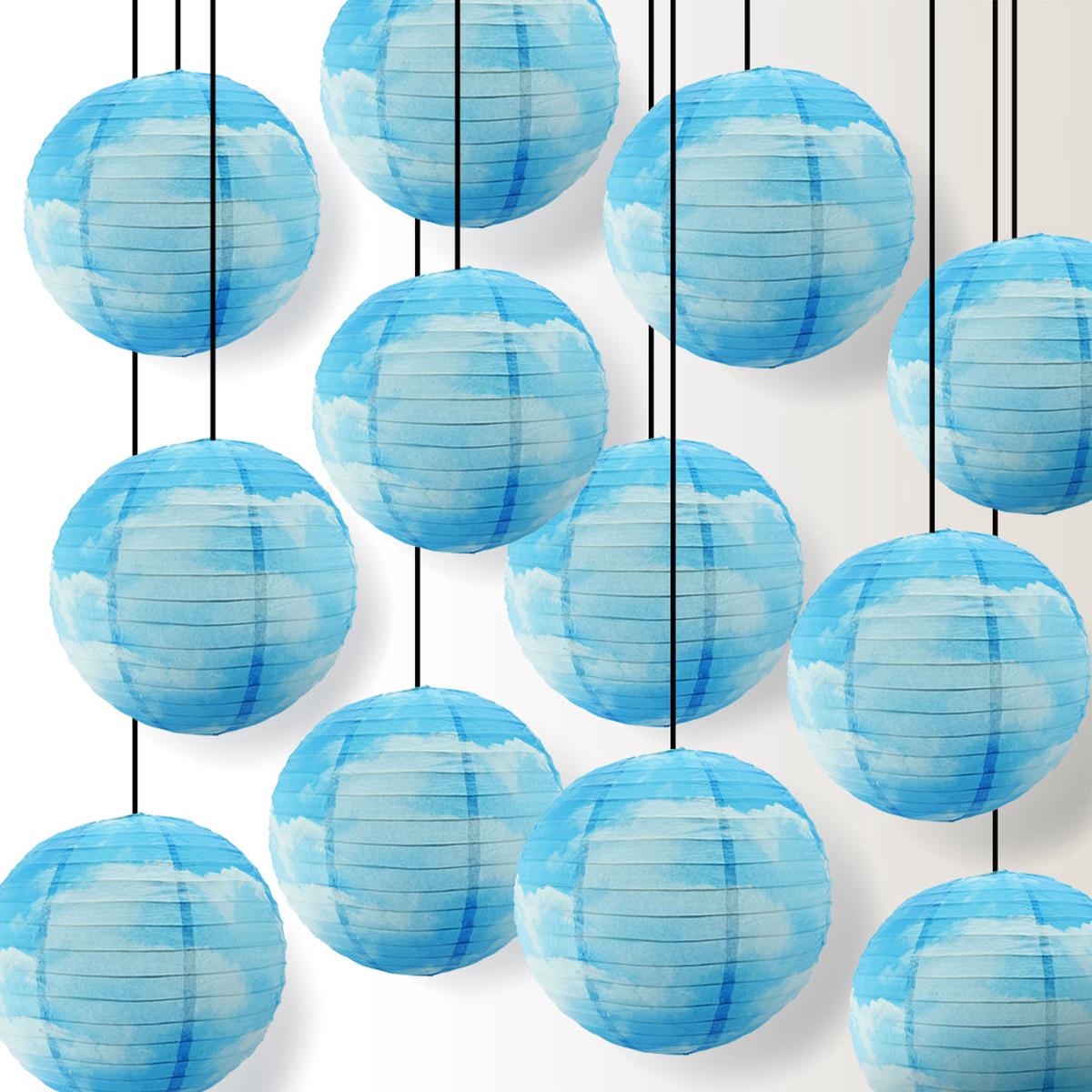 12 PACK | 14" Artisan Print Cotton Candy Clouds Paper Lantern, Design by Esper