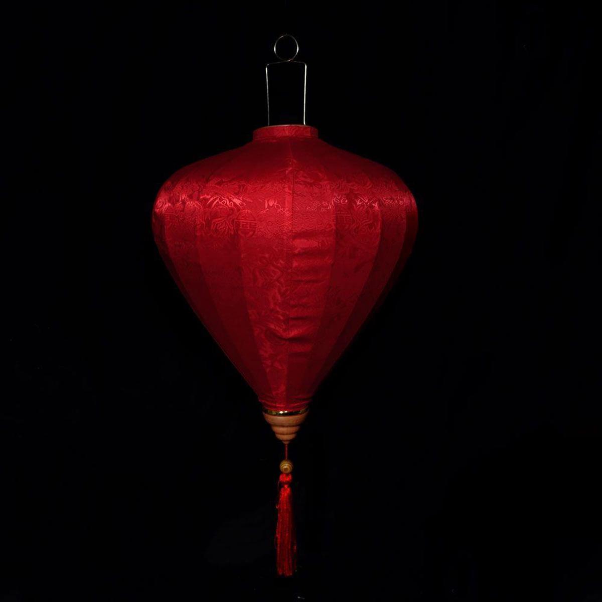 XXL Large Red Vietnamese Silk Lantern, Garlic Umbrella Shaped