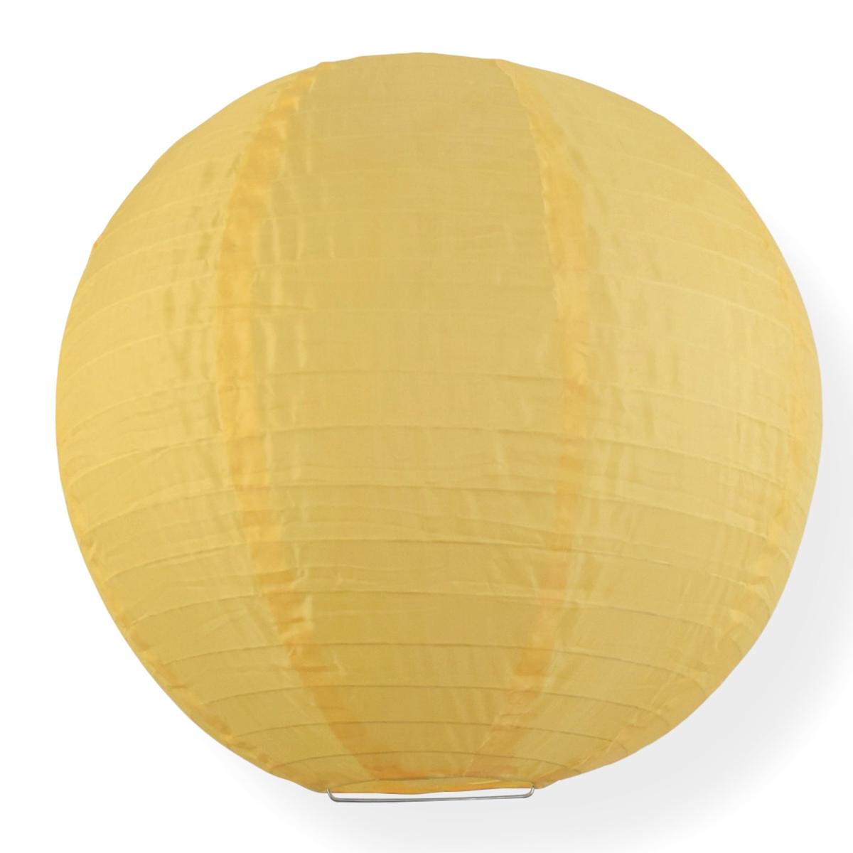 10" Golden Yellow Shimmering Nylon Lantern, Even Ribbing, Durable, Hanging