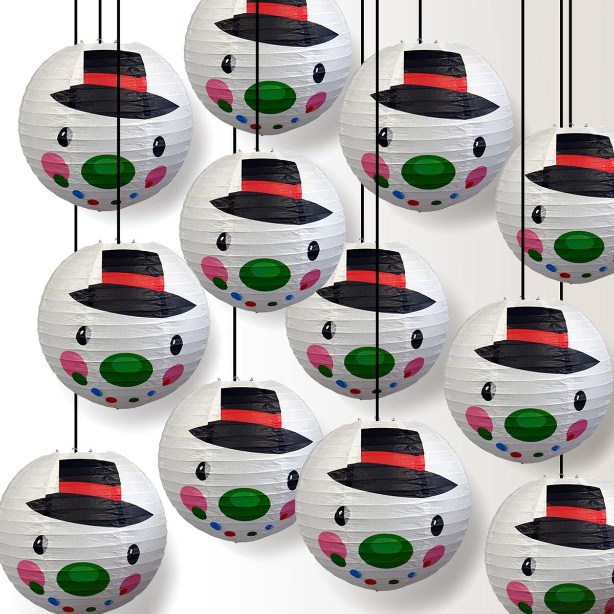 12 PACK | 14" Frosty Snowman Christmas Holiday Paper Lantern