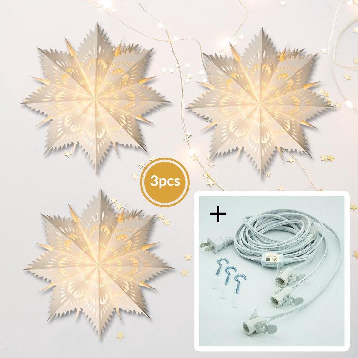White Stella Pizzelle Designer Paper Star Lanterns and Lighting