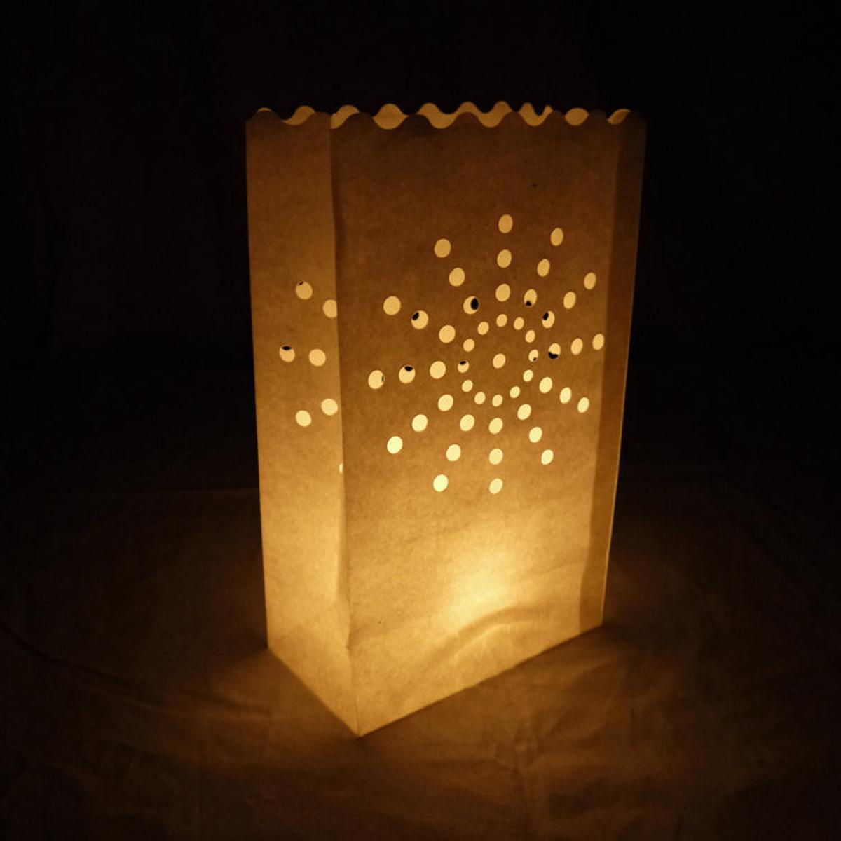 White Sunburst Paper Luminaries / Luminary Lantern Bags Path Lighting (10 PACK)
