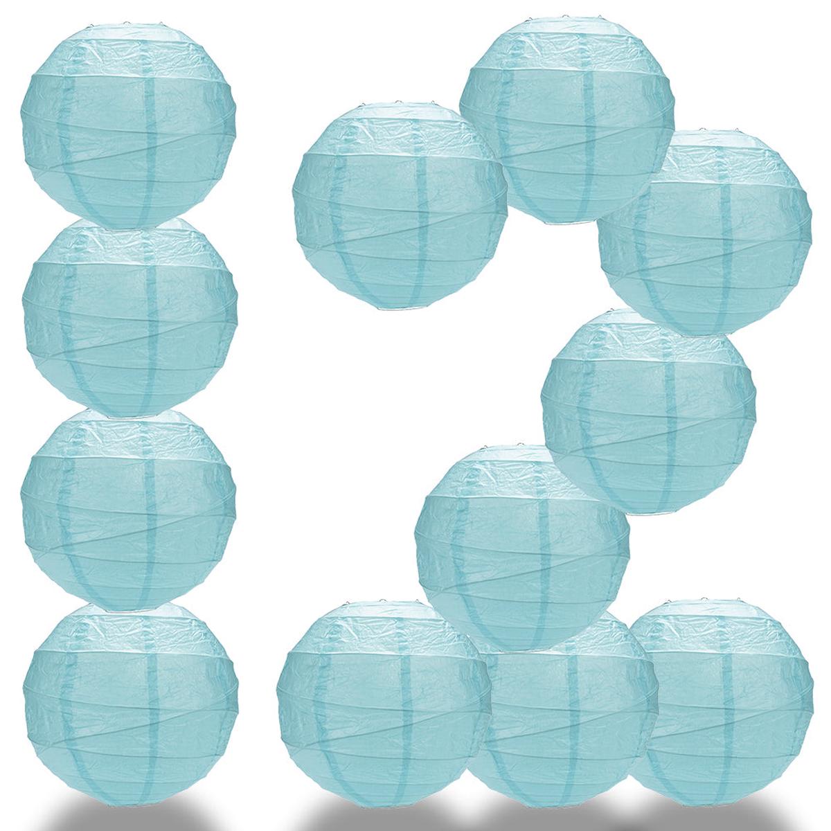 12 PACK |  Baby Blue Crisscross Ribbing, Hanging Paper Lantern Combo Set