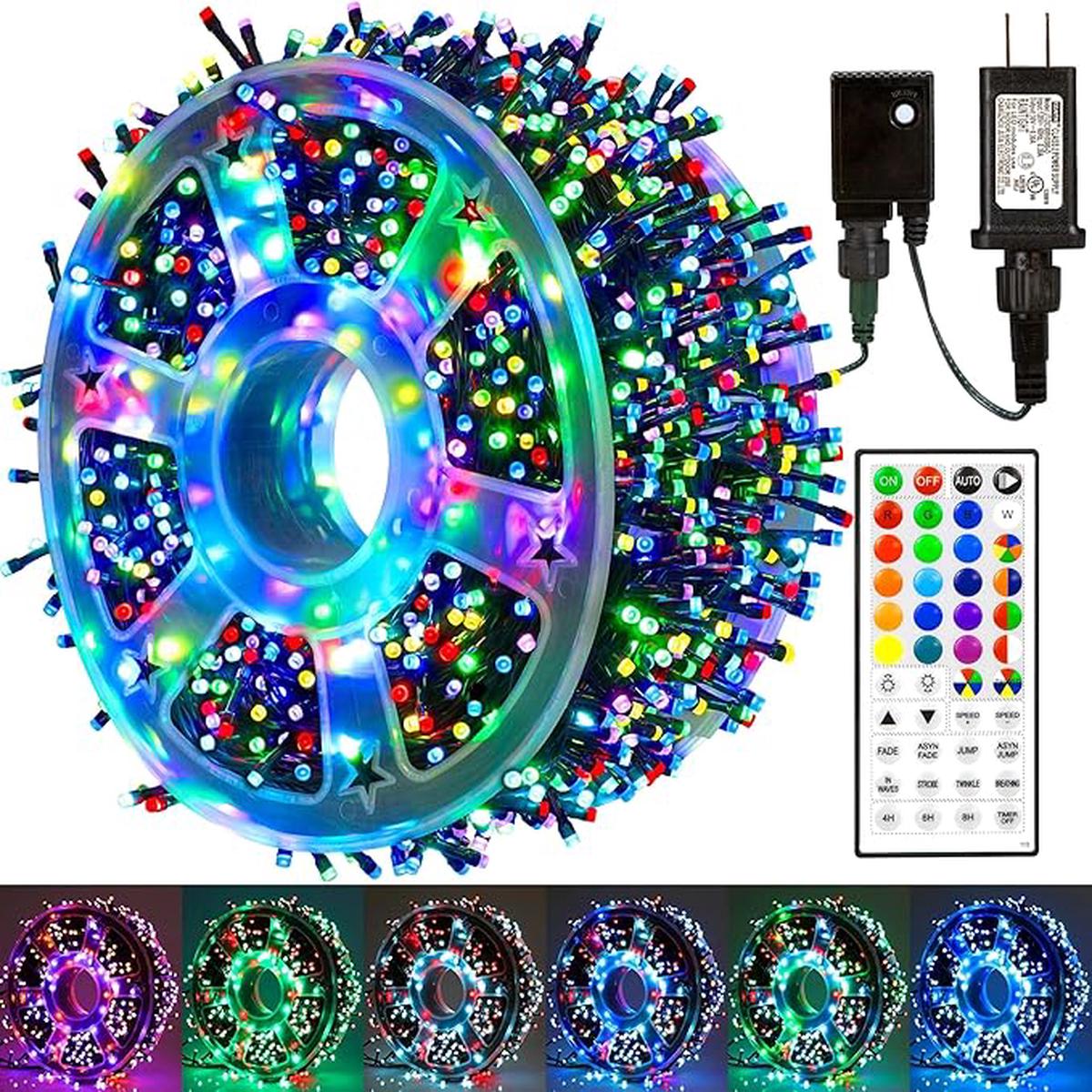 164 FT 500 LED Christmas String Lights, Waterproof RGB String Lights with Remote Control&Timer Function, 24 Colors Changing Fairy Lights for Indoor Outdoor Room Wall