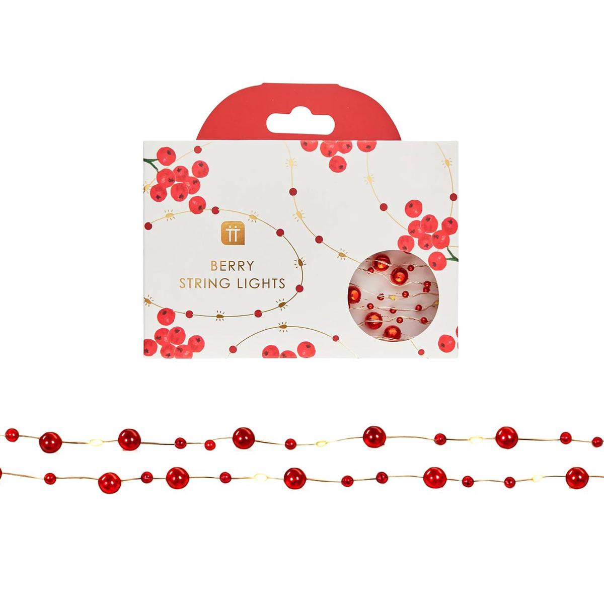 Holly Berry Bead String Lights - 3M