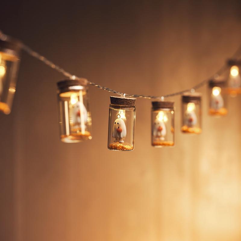 10 Ghost Glass Bottle String Lights