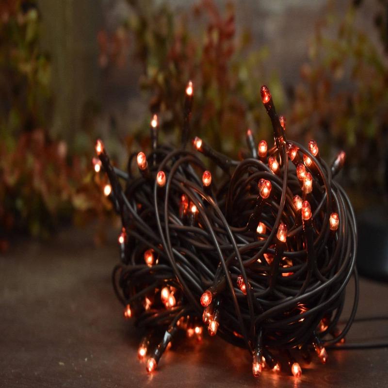 Wholesale Home Decor - Amber 35 Bulb Primitive RICE String Lights 7.5ft Green Cord