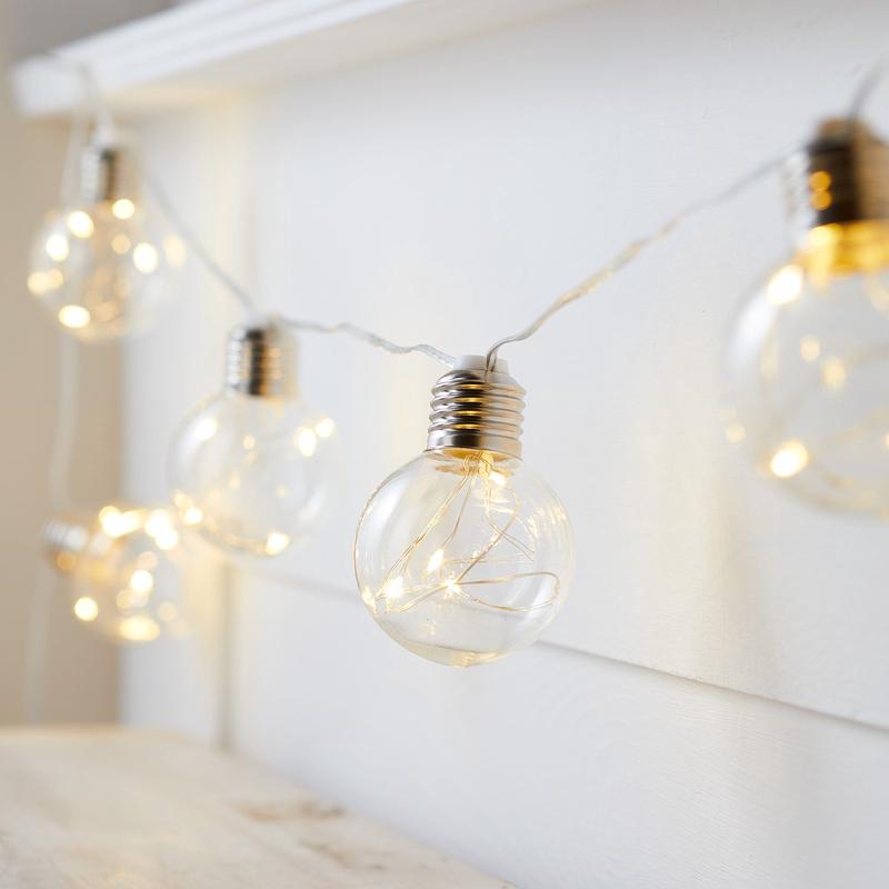 10 Silver Micro Battery Festoon Lights